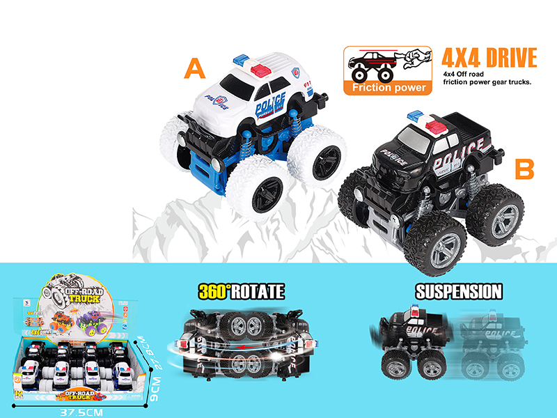 4WD Friction Stunt Off-Road Police Cars 12pcs