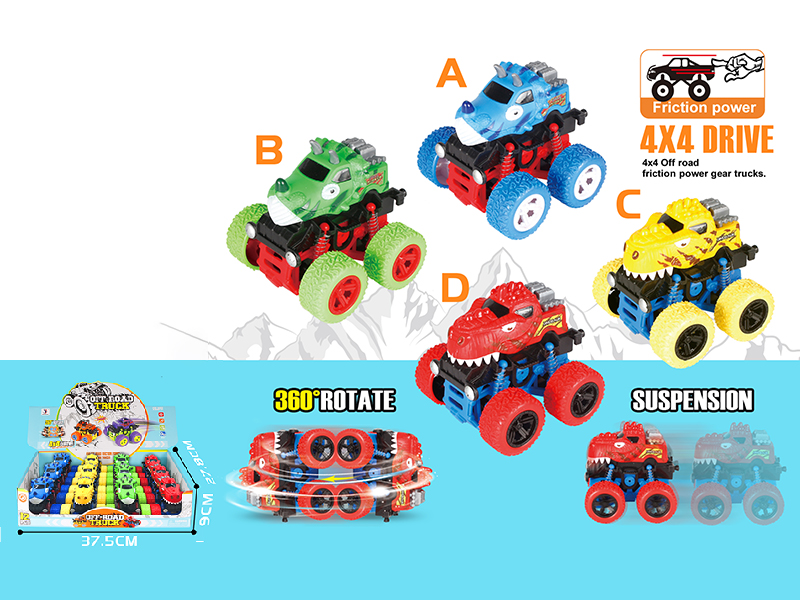 4WD Friction Stunt Dinosaur Cars 12pcs