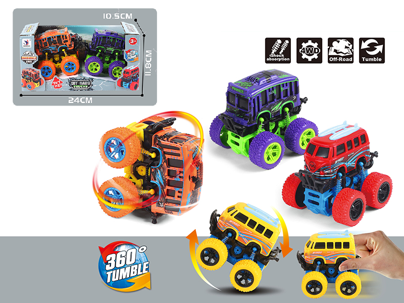 4WD Friction Stunt Bus 2pcs