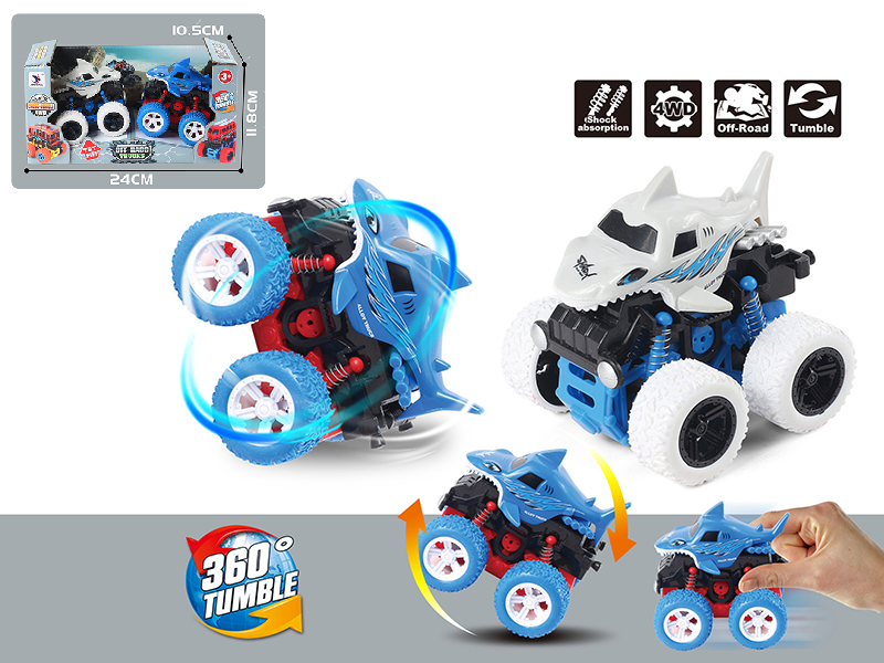4WD Friction Stunt Shark Cars 2pcs