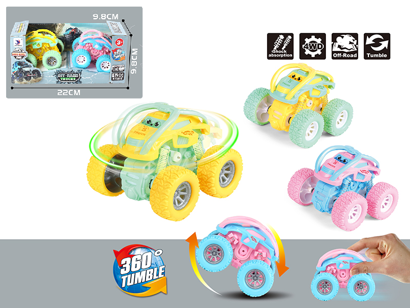 4WD Friction Stunt Cartoon Cars 2pcs