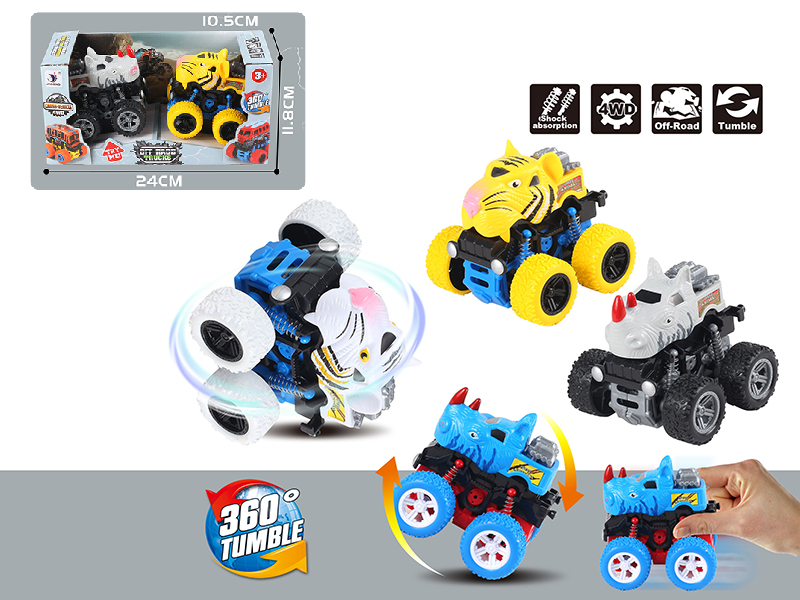 4WD Friction Stunt Animal Cars 2pcs