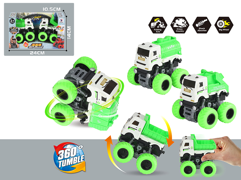 Friction Stunt Sanitation Trucks 2pcs