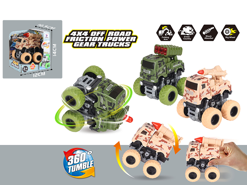 Friction Stunt Military Truck