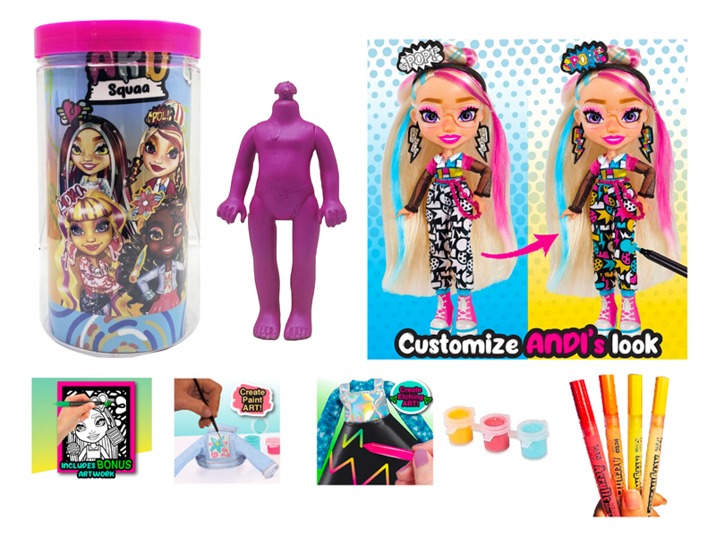 6.5 Inch Solid Colored Graffiti Doll
