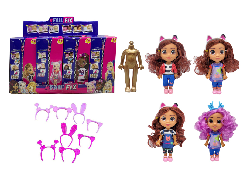 12PCS 6.5 Inch Solid Doll House With Headphones