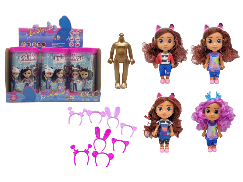 6PCS 6.5 Inch Solid Doll House With Headphones