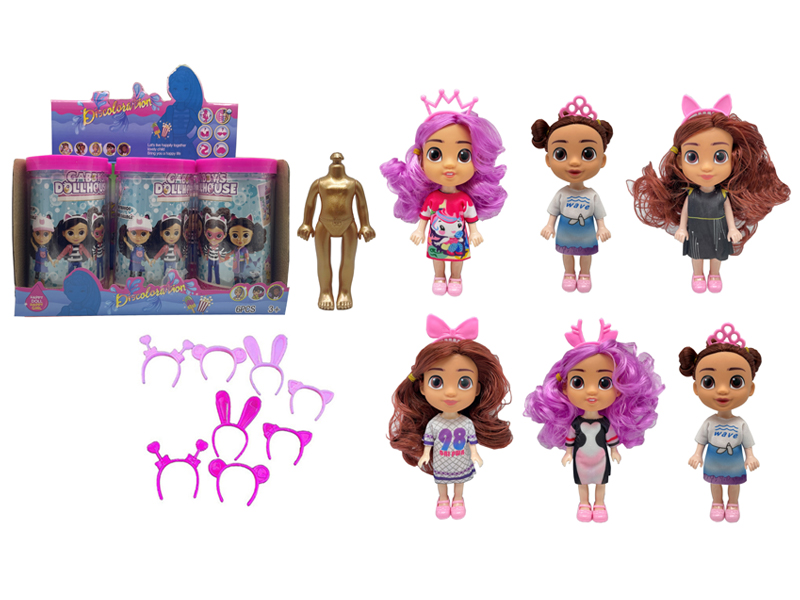 6PCS 6.5 Inch Solid Doll House With Headphones