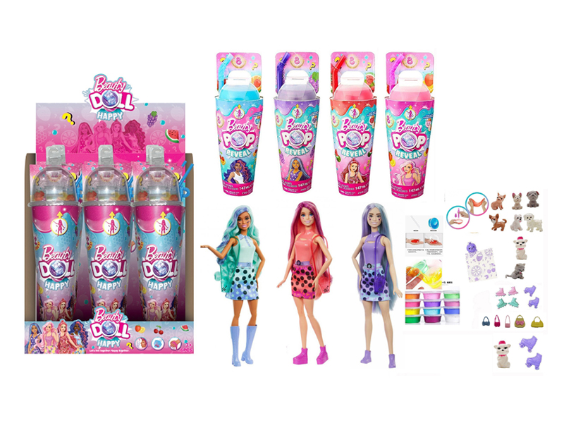 6PCS 11.5-Inch Solid Beverage Cup Doll With Slime Crystal Mud