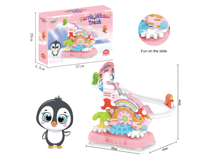 DIY Manual Building Block Gear Penguin Rail Park