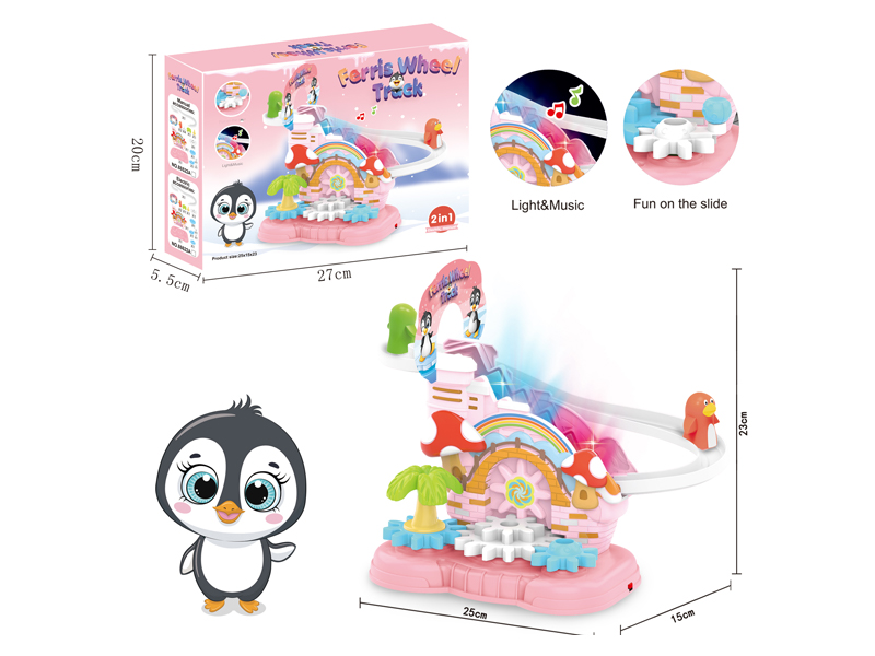 DIY B/O Building Block Gear Penguin Rail Park