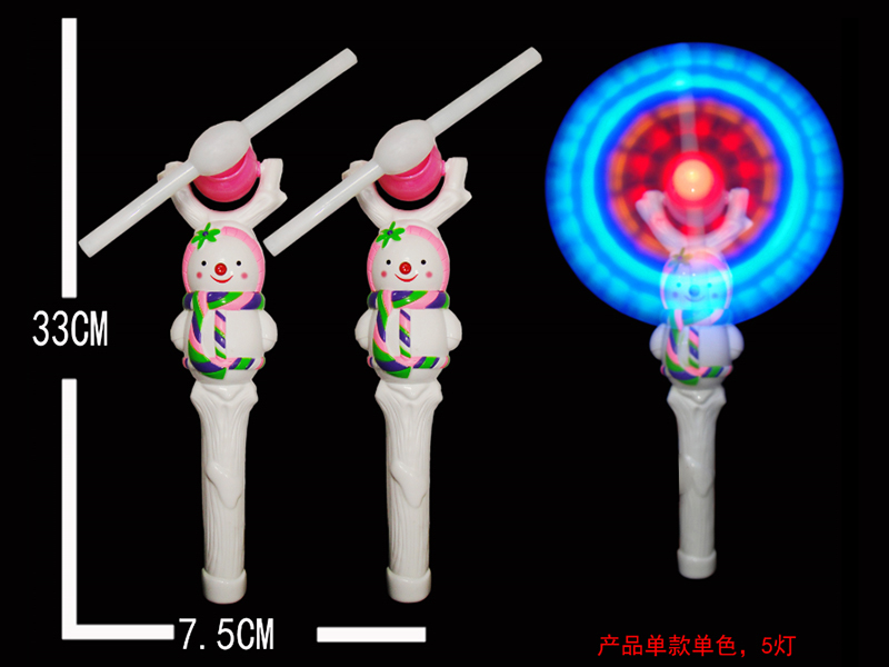 Snowman Windmill Stick With 5 Lights And Christmas Song