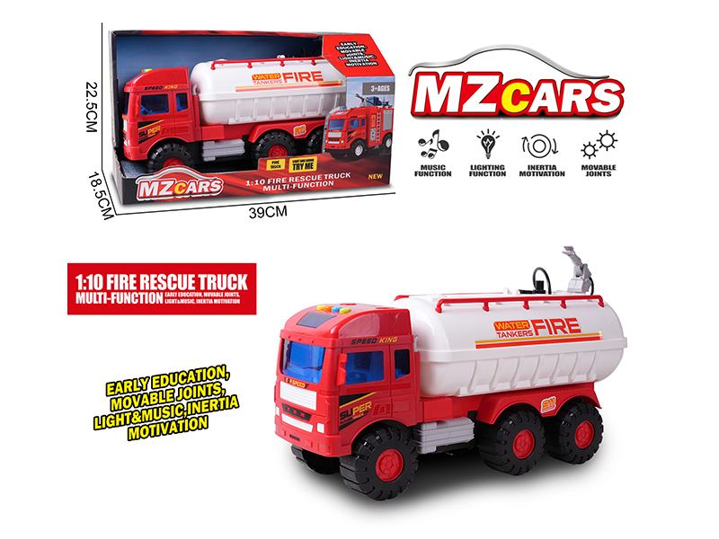 Extra-Large Friction Sprinkler Fire Truck With Light And Music