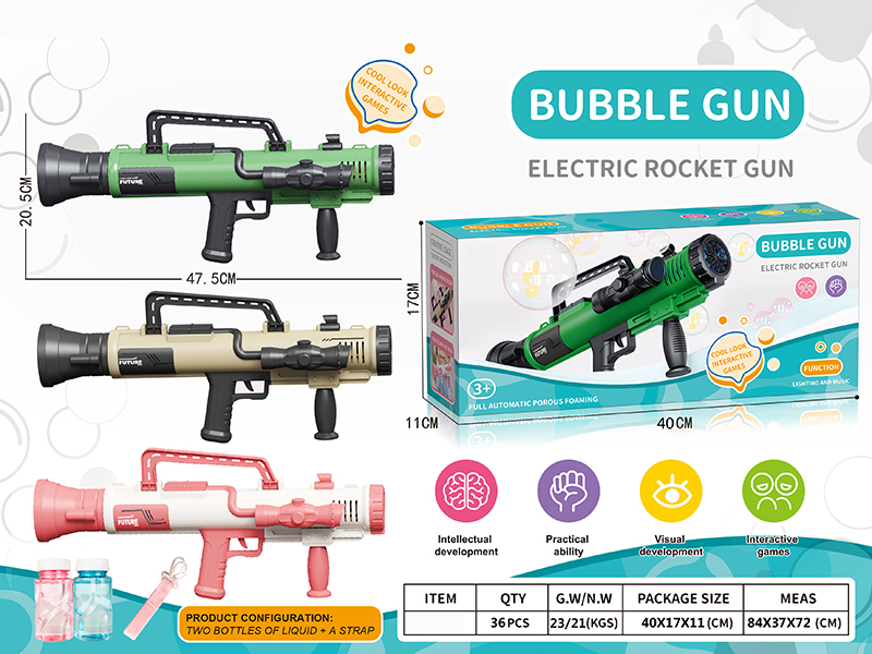 Fully Automatic Electric 10-Hole Bubble Gun(Bubble Water*2 + Strap)With Light