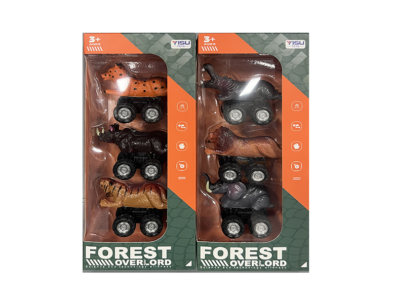 Pull Back Animal Cars 3pcs