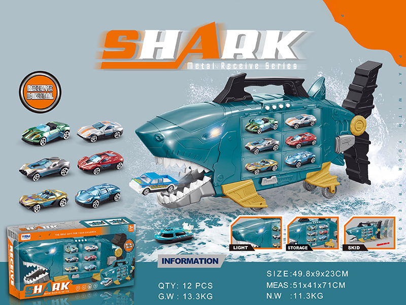 Shark  Storage Car With 2 Alloy Cars, 6 Plastic Cars