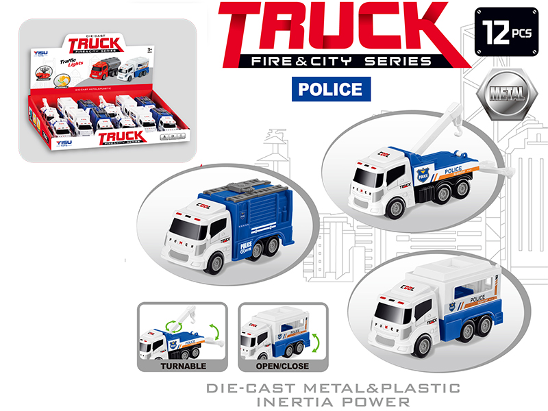 Friction Alloy Police Cars 12PCS
