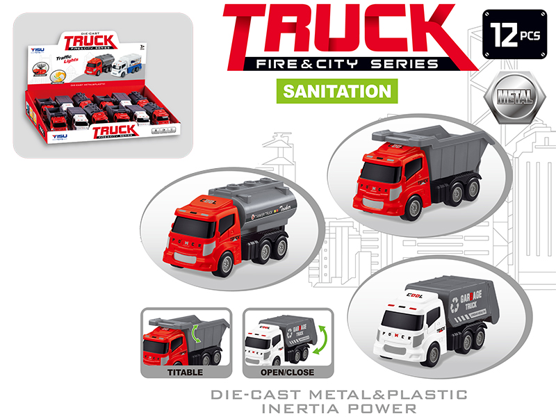 Friction Alloy Sanitation Trucks 12PCS
