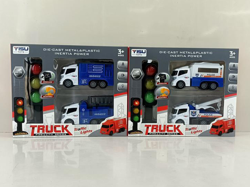 2 Friction Alloy Cars + Traffic Lights(Light & Music)