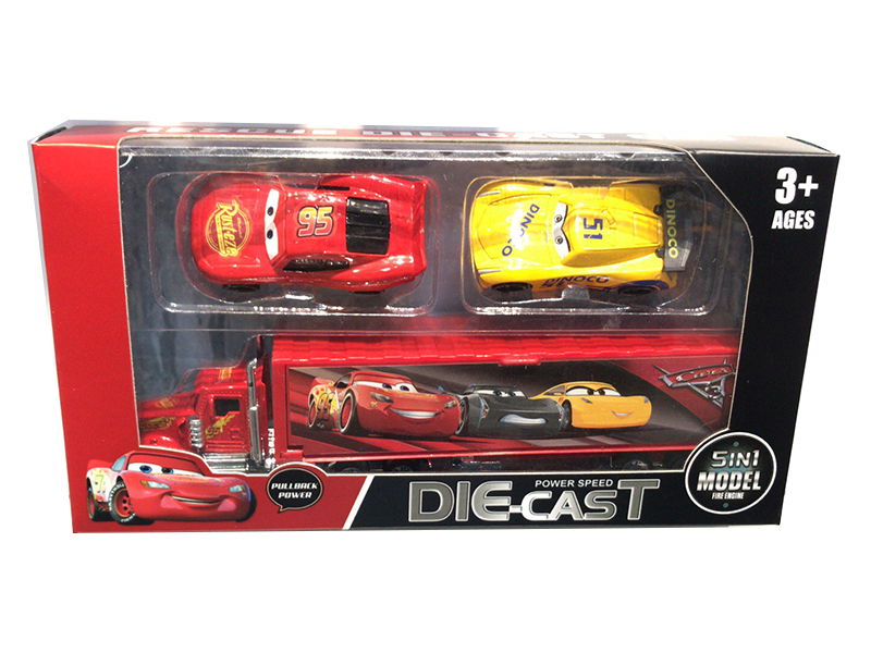 Slide Alloy Container Truck + Alloy Cars