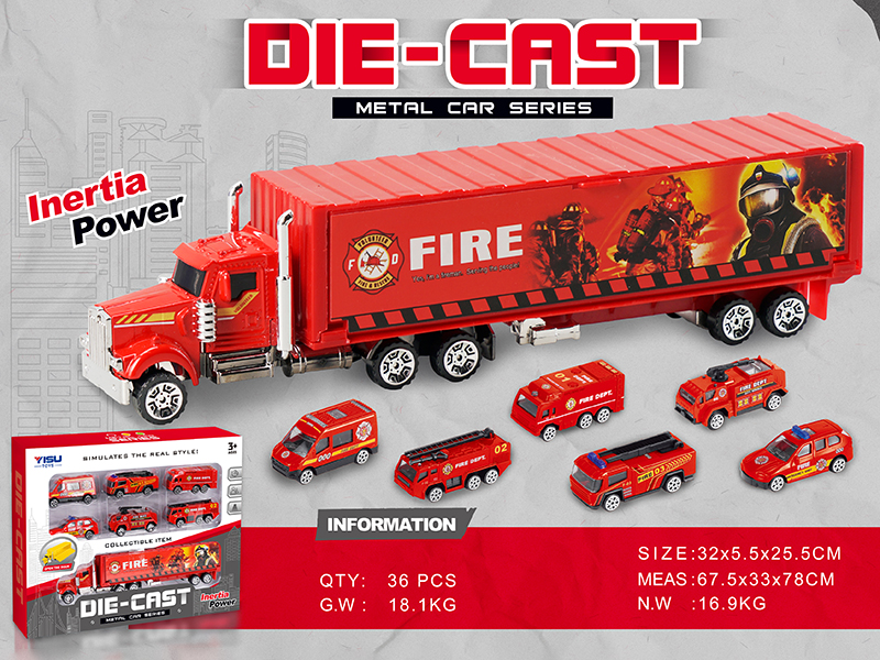 Alloy Fire Control Series Container Truck Set