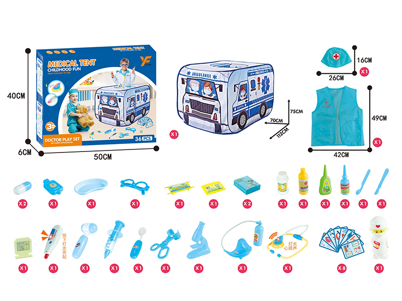 Doctor Play Set(With Ambulance Tent, Clothes And Hat)