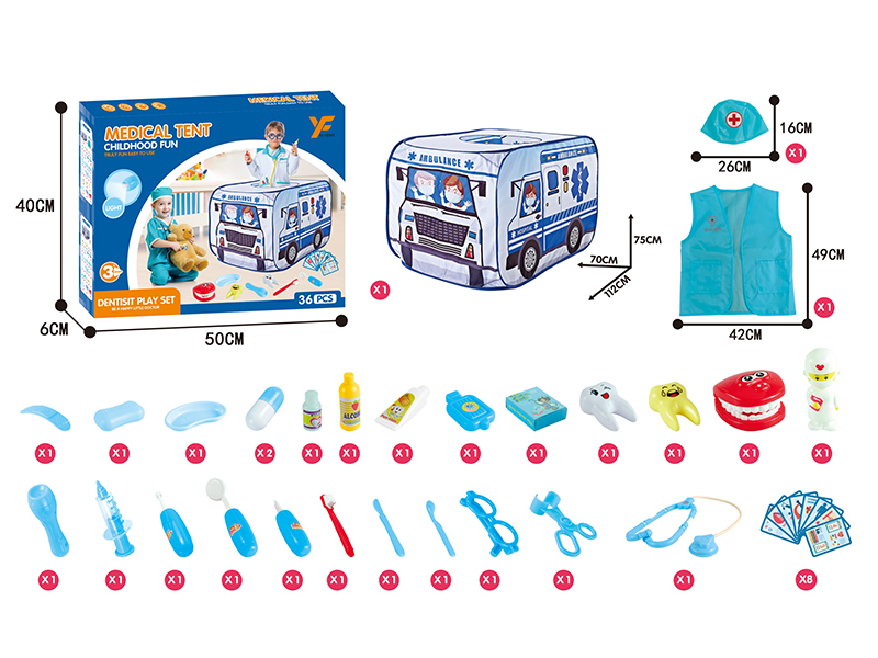 Doctor Play Set(With Ambulance Tent, Clothes And Hat)