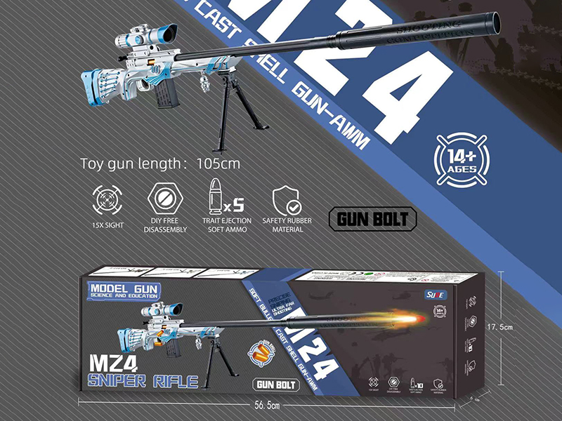 Large Size M24 Shell Throwing Soft Bullet Gun(Blue)