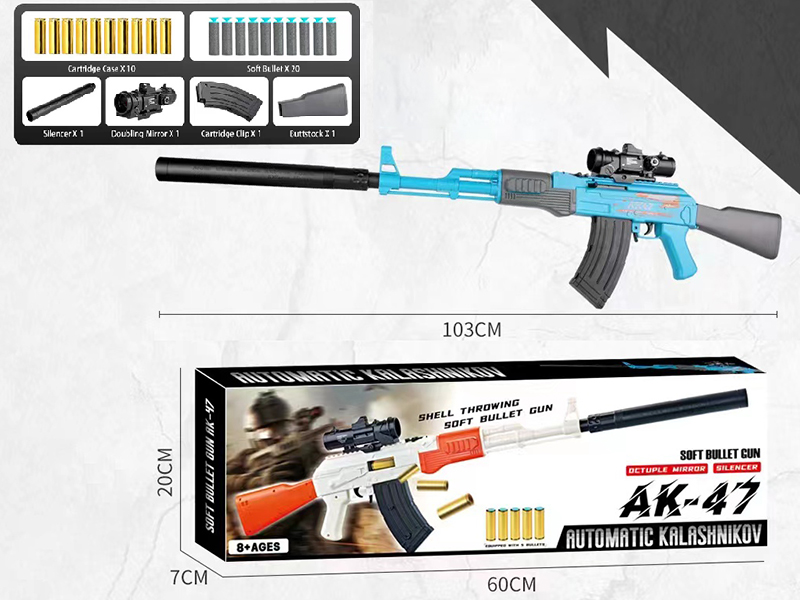 AK-47 Shell Throwing EVA Soft Bullet Gun - Blue