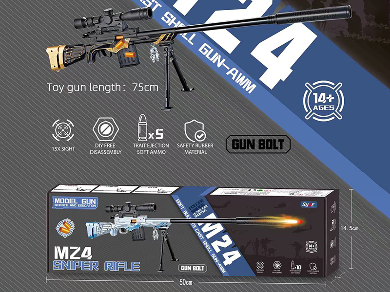 Small Size M24 Shell Throwing Soft Bullet Gun(Black)