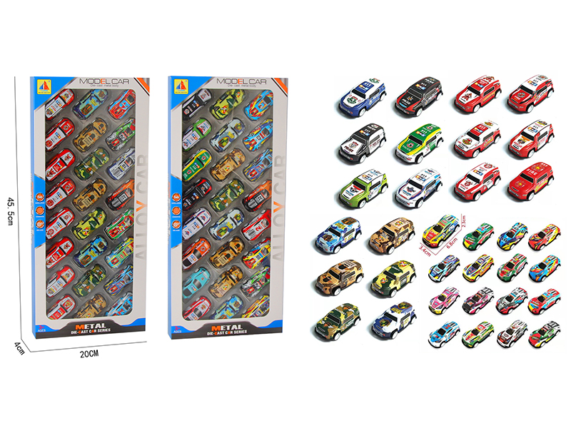 Pull Back Alloy Police Cars/Military Trucks/Racing Cars 24PCS
