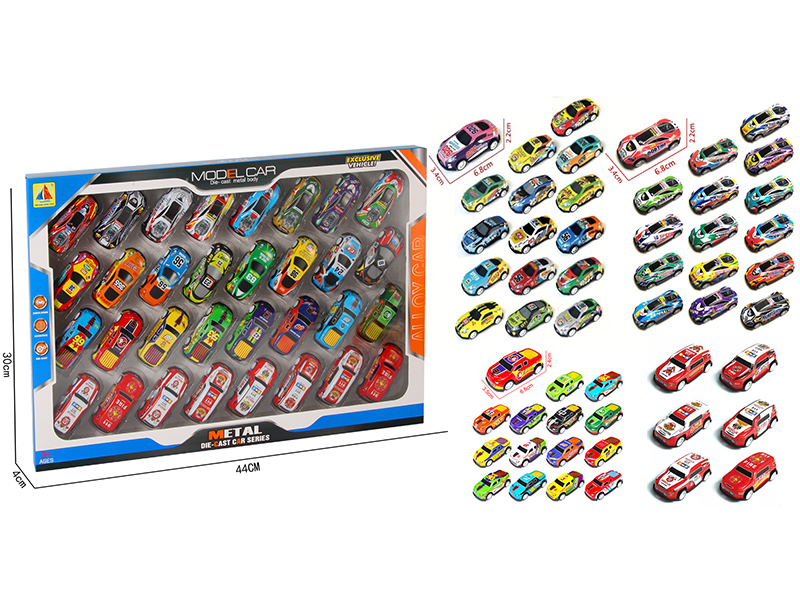Pull Back Alloy Police Cars/Pickup Trucks/Racing Cars 32PCS