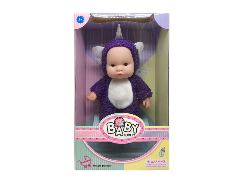 8 Inch Unicorn Solid Vinyl IC Doll With Music(With Plate Set)