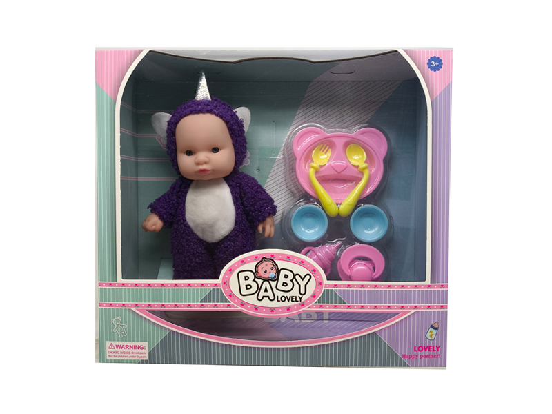 8 Inch Unicorn Solid Vinyl IC Doll With Music(With Plate Set)