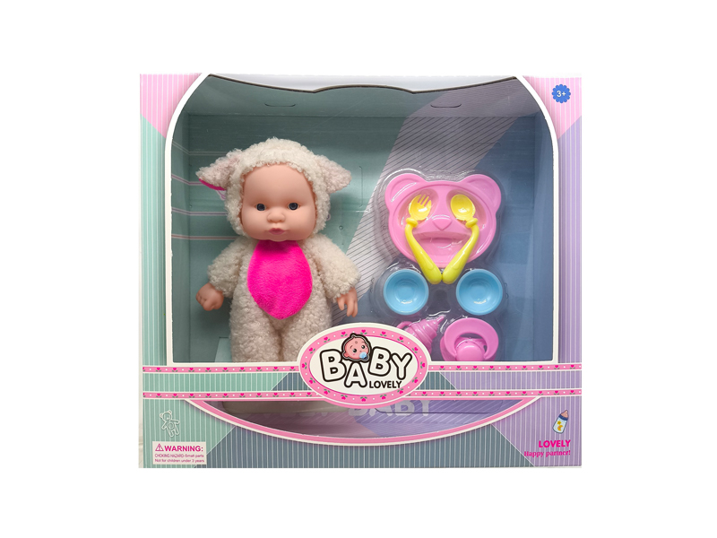 8 Inch Sheep Solid Vinyl IC Doll With Music(With Plate Set)
