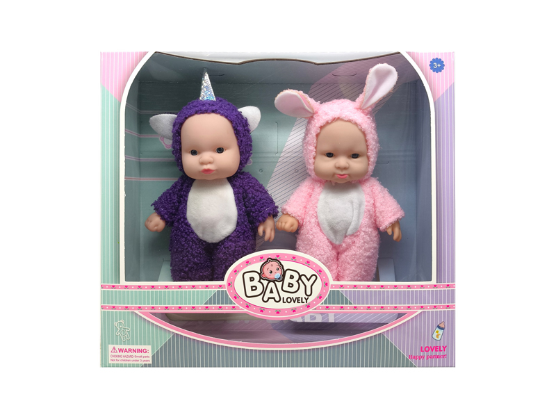 8 Inch Unicorn+Pink Rabbit Solid Vinyl IC Doll With Music(2PCS)