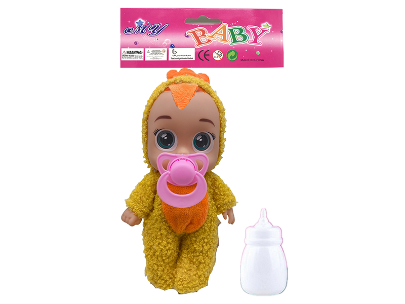 9 Inch Yellow Chicken Solid Vinyl IC Crying Doll With Music