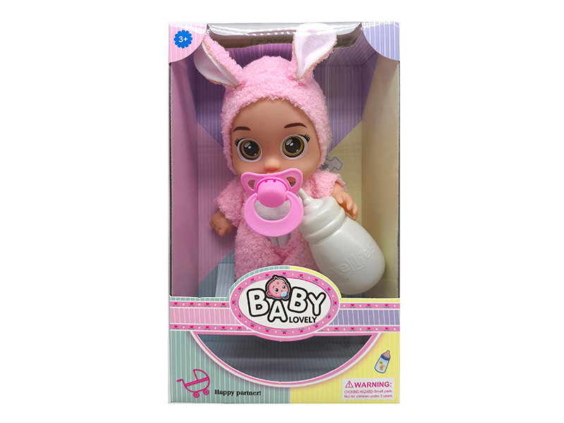 9 Inch Pink Rabbit Solid Vinyl IC Crying Doll With Music
