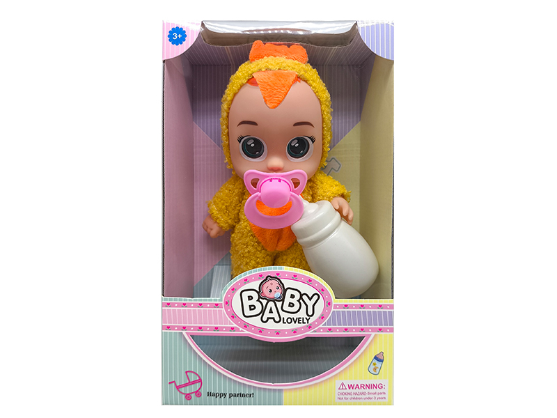 9 Inch Yellow Chicken Solid Vinyl IC Crying Doll With Music