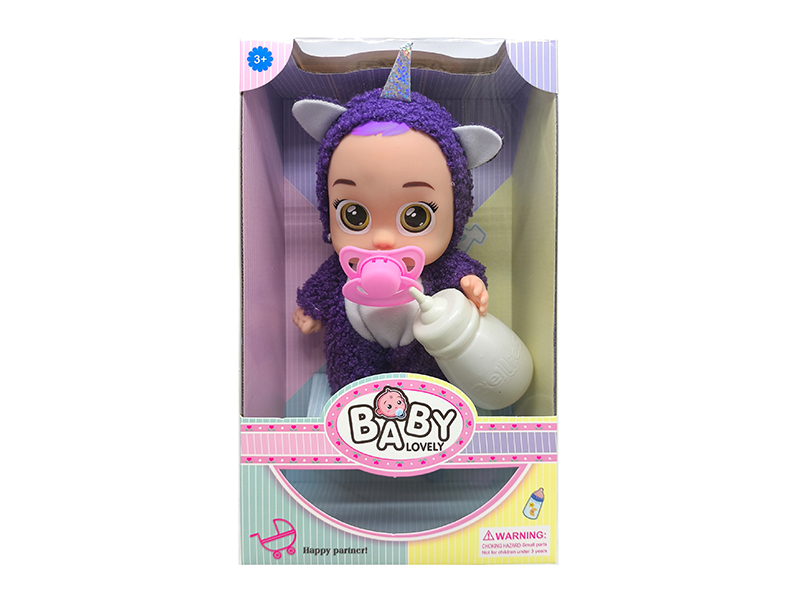 9 Inch Unicorn Solid Vinyl IC Crying Doll With Music