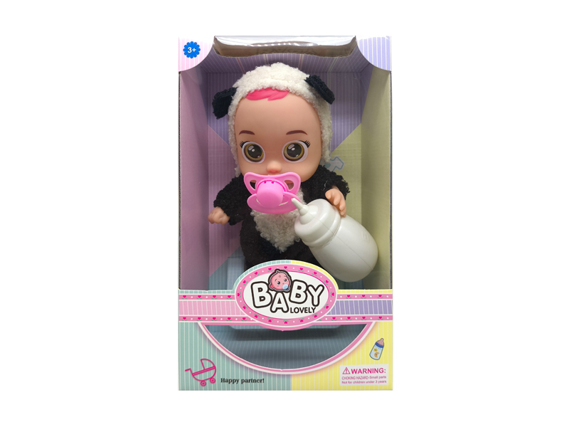 9 Inch Panda Solid Vinyl IC Crying Doll With Music