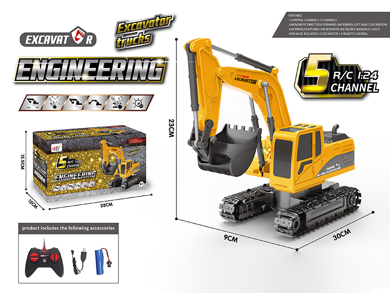 5-Channel Remote Control Excavator(Lights)