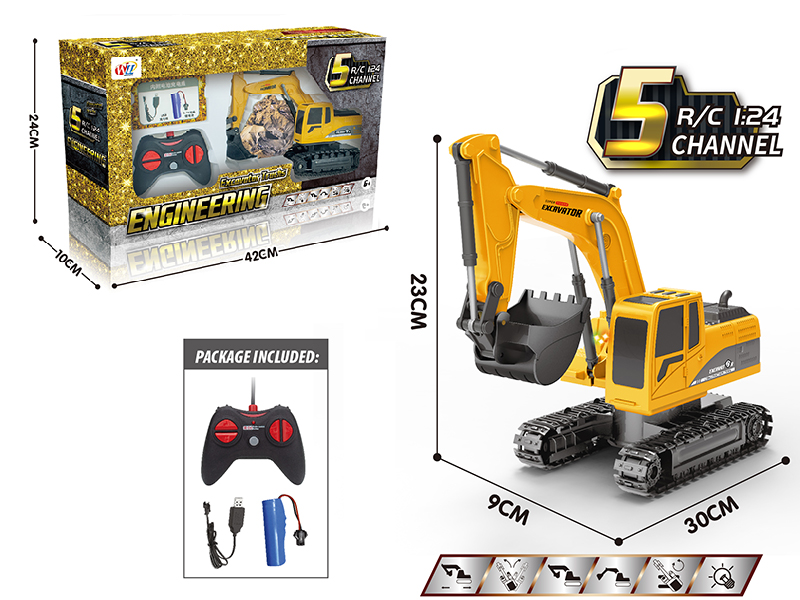 5-Channel Remote Control Excavator(Lights)