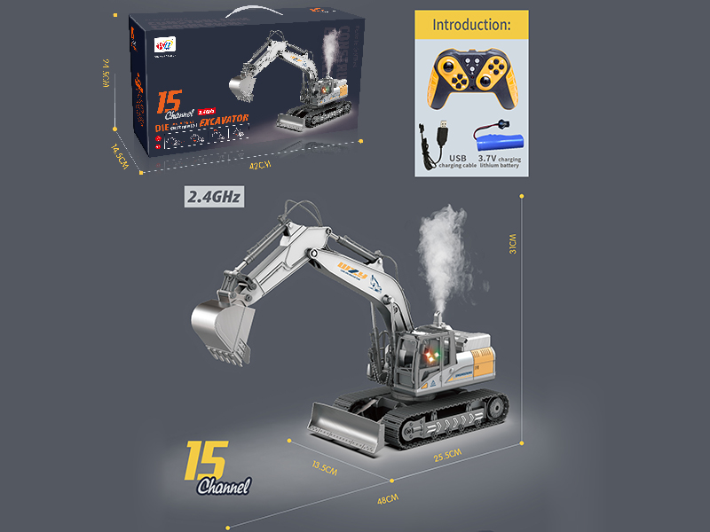 2.4G 15-Channel Remote Control Alloy Dozer Excavator(Silver)