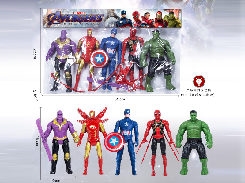 18CM Thanos +Captain America+Iron Man+Spider Man+The Hulk