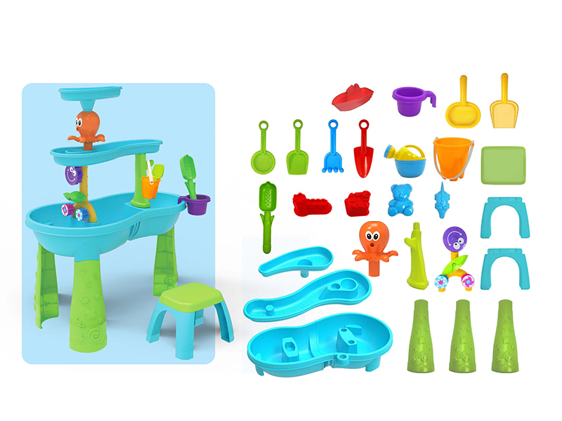 Three Level Waterfall Beach Table Set With Chair