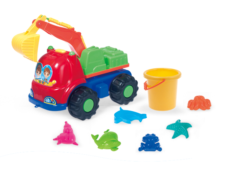Beach Toys Engineering Truck Sand Bucket Set 8pcs