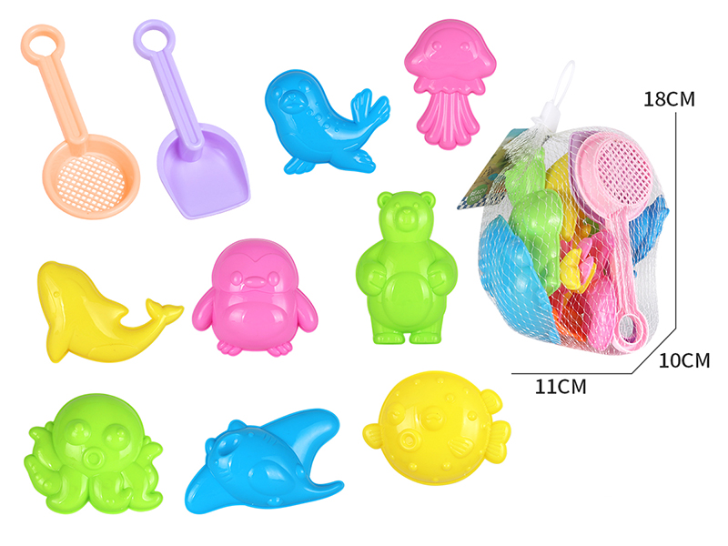 Beach Toys Sea Animal Sand Mold Set 10pcs