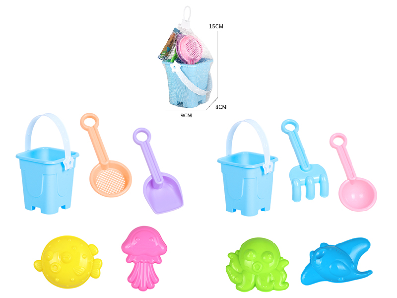 Sand Bucket Sea Animal Sand Mold Set 5pcs