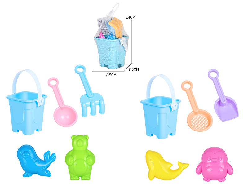 Sand Bucket Polar Animals Sand Mold Set 5pcs